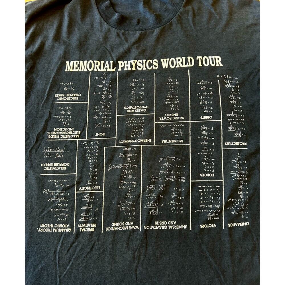 VTG Physics Science World Tour Shirt 2 Sided Space Nuclear Quantum Atoms Theory